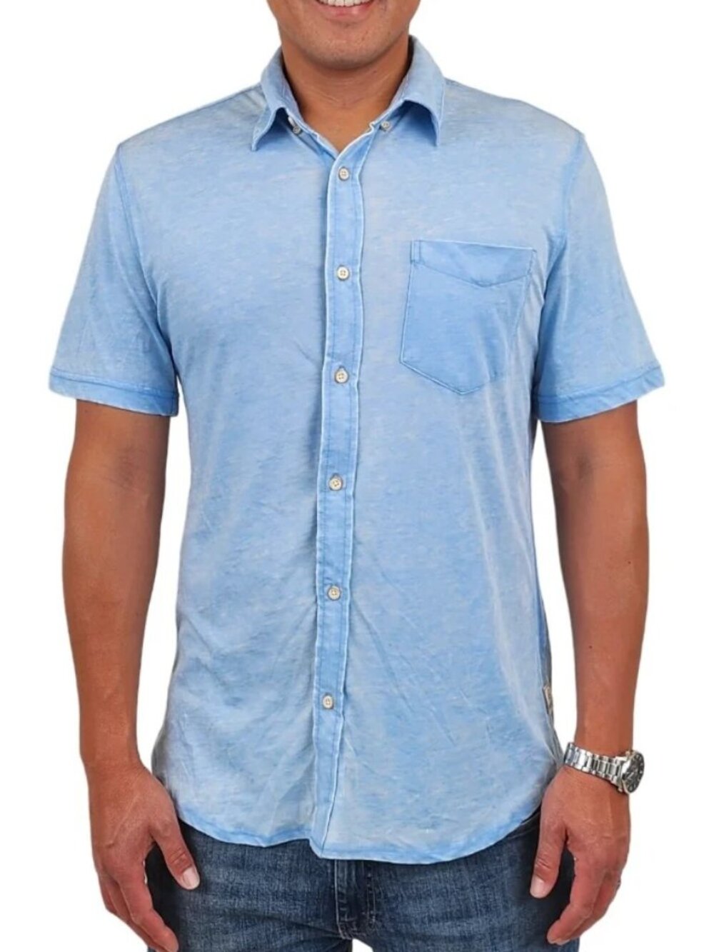 Surfside Supply Bright Blue Burnout Knit Short Sleeve Vintage Shirt